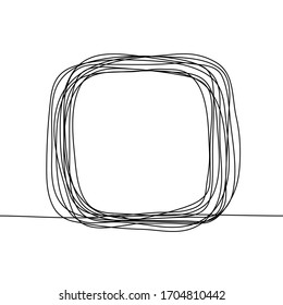 rounded square frame; one continuous line drawing. Black layered contour on a white background. Vector sketch illustration. Can be used for animation.