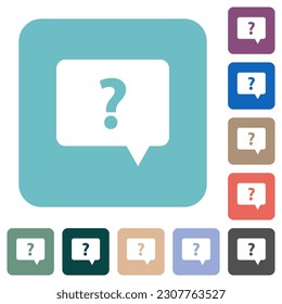 Rounded square help chat bubble solid white flat icons on color rounded square backgrounds