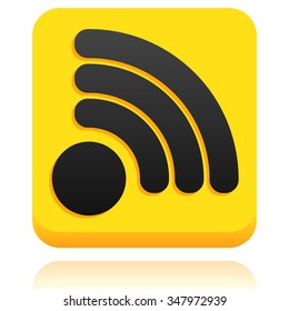 Rounded square icon, button with RSS or generic signal symbol.