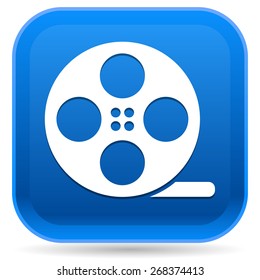 Rounded Square Icon with Film Roll Symbol