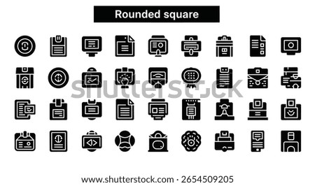 Rounded Square Icon: Soft Edged Geometric Shape Solid Black Symbol