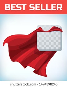 Rounded square icon template in red cape. Rounded square symbol in red cloak. Vector isolated illustration on a white background