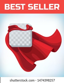 Rounded square icon template in red cape. Rounded square symbol in red cloak. Vector isolated illustration on a white background