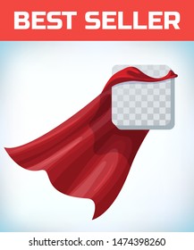 Rounded square icon template in red cape. Rounded square symbol in red cloak. Vector isolated illustration on a white background