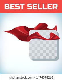 Rounded square icon template in red cape. Rounded square symbol in red cloak. Vector isolated illustration on a white background