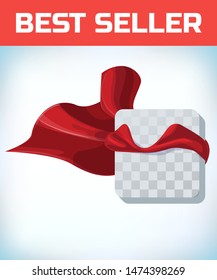 Rounded square icon template in red cape. Rounded square symbol in red cloak. Vector isolated illustration on a white background