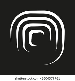 Rounded square illusion. Black and white abstract. Optical curved depth. Vector concept.