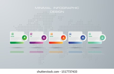 rounded square Infographic template with 5 options, workflow, process chart,Timeline infographics design vector can be used for workflow layout, diagram, annual report - Vector