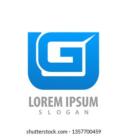 Rounded square initial letter UG concept design. Symbol graphic template element 