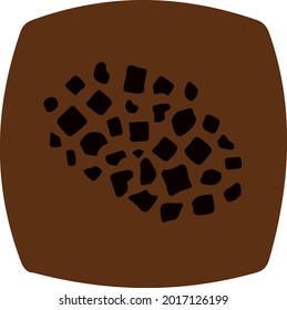 Rounded square light brown Chocolate with broken square dark chocolate candy cookie piece sprinkles. Layered confectionery SVG svg