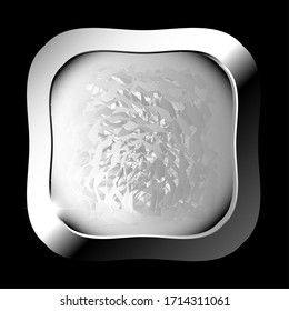 Rounded square light grey textured flat background with a silver frame. Vector illustration