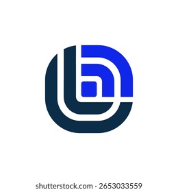 A rounded square logo with abstract blue lines representing wireless signals or connectivity, combined with a dark blue "L" or abstract shape, similar to a progress bar