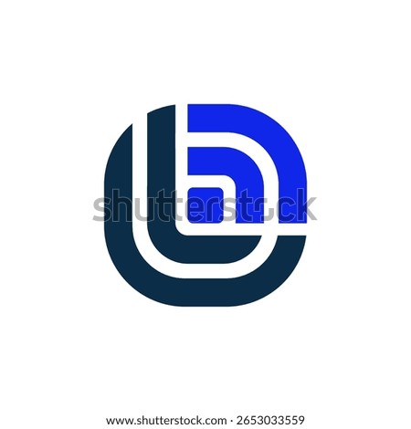 A rounded square logo with abstract blue lines representing wireless signals or connectivity, combined with a dark blue 