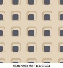 Rounded square mid-century seamless pattern.