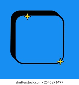 Rounded Square Retro Shape Textbox or Tag Icon with Blue Vintage Color. Label Icon. High Quality Vector Icon. Editable Vector