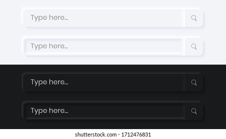 Rounded Square Search Bar Neumorphism UI. Simple, elegant, and minimalist. For website or apps design. Vector Illustration.