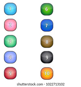 Rounded square shaped number bullet point markers 1 to 10, vector illustration eps10