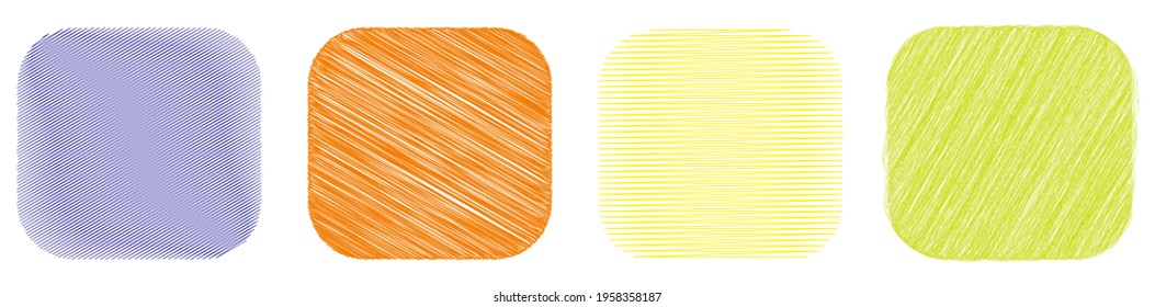 Rounded square with sketchy, scribble, doodle effect texture