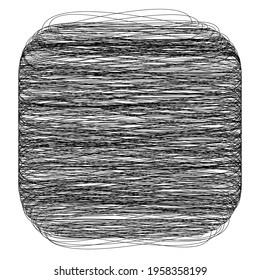 Rounded square with sketchy, scribble, doodle effect texture