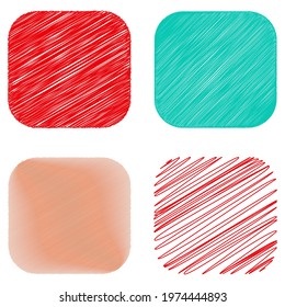 Rounded square with sketchy, scribble, doodle effect texture