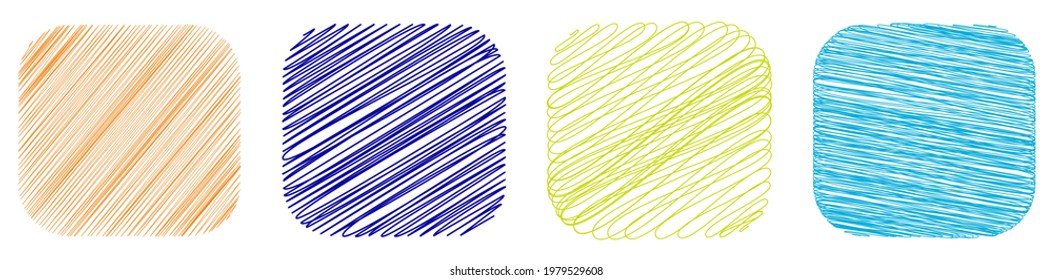 Rounded square with sketchy, scribble, doodle effect texture