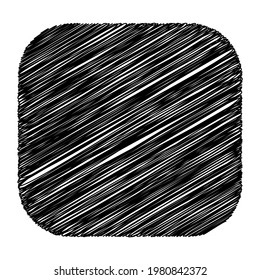 Rounded square with sketchy, scribble, doodle effect texture