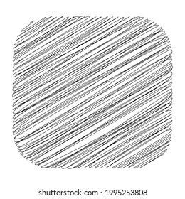 Rounded square with sketchy, scribble, doodle effect texture