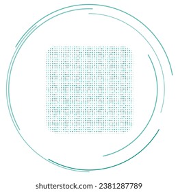 The rounded square symbol filled with teal dots. Pointillism style. Vector illustration on white background