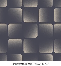 Rounded Square Tile Seamless Pattern Vector Geometric Simple Abstract Background. Aesthetic Bauhaus Retro Fashion Cozy Textile Design Repetitive Wallpaper. Halftone Graphic Minimalist Art Illustration