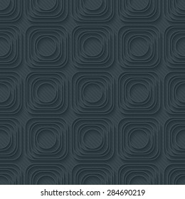 Rounded squares dark perforated paper with outline extrude effect. 3d seamless background. See others in My Perforated Paper Sets.