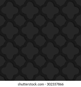 Rounded squares grid. Black textured 3D pattern. Seamless abstract geometric background with 3D texture and shadow. Reaping ornament with dark realistic shadow and black carbon texture.