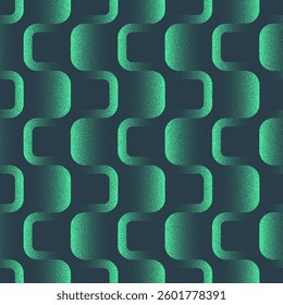 Rounded Squares Grid Seamless Pattern Trend Dot Work Vector Turquoise Abstract Background. Dynamic Loopable Halftone Art Illustration for Cozy Textile Print. Endless Graphic Abstraction Wallpaper