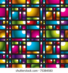 Rounded squares multicolor seamless pattern. Geometric vector wallpaper or website background.
