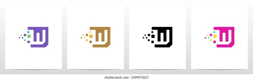  Rounded Squares And Negative Space Letter Logo Design W