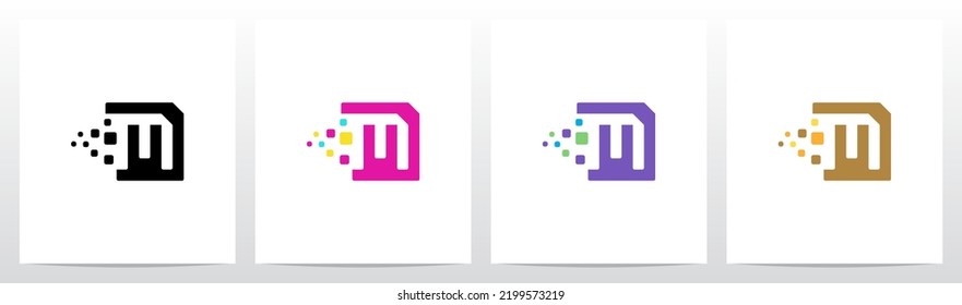  Cuadrados redondeados y diseño de logotipo de la letra espacial negativa M