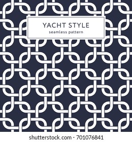 Rounded squares seamless pattern. Yacht style design. Fashionable elegant background. Template for prints, wrapping paper, fabrics, covers, flyers, banners, posters and placards. Vector illustration. 