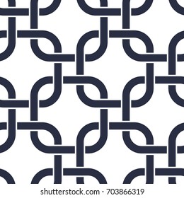 Rounded squares seamless pattern. Yacht style design. Fashionable elegant background. Template for prints, wrapping paper, fabrics, covers, flyers, banners, posters and placards. Vector illustration. 