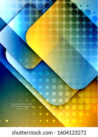 Rounded squares shapes composition geometric abstract background. 3D shadow effects and fluid gradients. Modern overlapping forms. Vector Illustration For Wallpaper, Banner, Background, Card, Book
