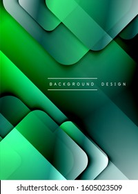 Rounded squares shapes composition geometric abstract background. 3D shadow effects and fluid gradients. Modern overlapping forms. Vector Illustration For Wallpaper, Banner, Background, Card, Book