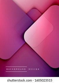 Rounded squares shapes composition geometric abstract background. 3D shadow effects and fluid gradients. Modern overlapping forms. Vector Illustration For Wallpaper, Banner, Background, Card, Book