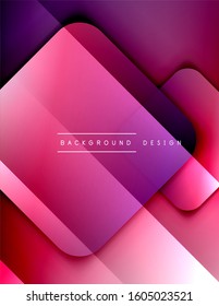 Gebundene Quadrate formen den geometrischen abstrakten Hintergrund. 3D-Schatteneffekte und Flüssigkeitstradienten. Moderne überlappende Formen. Vektorgrafik für Bildschirmhintergründe, Banner, Hintergrund, Karte, Buch