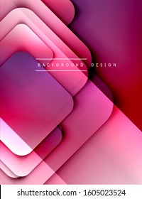Rounded squares shapes composition geometric abstract background. 3D shadow effects and fluid gradients. Modern overlapping forms. Vector Illustration For Wallpaper, Banner, Background, Card, Book