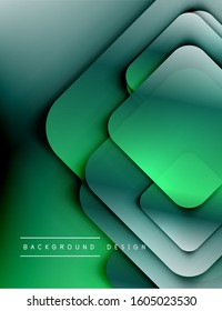 Rounded squares shapes composition geometric abstract background. 3D shadow effects and fluid gradients. Modern overlapping forms. Vector Illustration For Wallpaper, Banner, Background, Card, Book