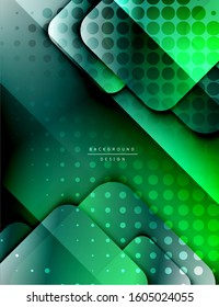 Rounded squares shapes composition geometric abstract background. 3D shadow effects and fluid gradients. Modern overlapping forms. Vector Illustration For Wallpaper, Banner, Background, Card, Book