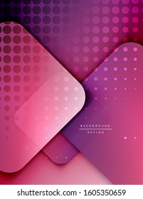 Rounded squares shapes composition geometric abstract background. 3D shadow effects and fluid gradients. Modern overlapping forms. Vector Illustration For Wallpaper, Banner, Background, Card, Book