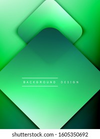Rounded squares shapes composition geometric abstract background. 3D shadow effects and fluid gradients. Modern overlapping forms. Vector Illustration For Wallpaper, Banner, Background, Card, Book
