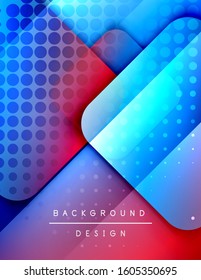 Rounded squares shapes composition geometric abstract background. 3D shadow effects and fluid gradients. Modern overlapping forms. Vector Illustration For Wallpaper, Banner, Background, Card, Book