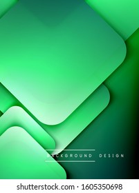 Rounded squares shapes composition geometric abstract background. 3D shadow effects and fluid gradients. Modern overlapping forms. Vector Illustration For Wallpaper, Banner, Background, Card, Book