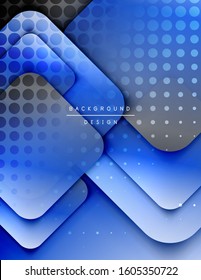 Rounded squares shapes composition geometric abstract background. 3D shadow effects and fluid gradients. Modern overlapping forms. Vector Illustration For Wallpaper, Banner, Background, Card, Book