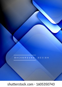Rounded squares shapes composition geometric abstract background. 3D shadow effects and fluid gradients. Modern overlapping forms. Vector Illustration For Wallpaper, Banner, Background, Card, Book